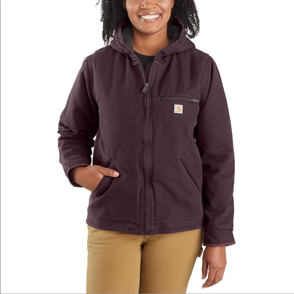 Women’s Carhartt Washed Duck Jacket Sherpa Lined - Size S (4/6)